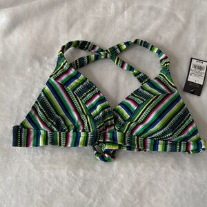 Striped Multi-Color Women's Bikini Top - Crossback